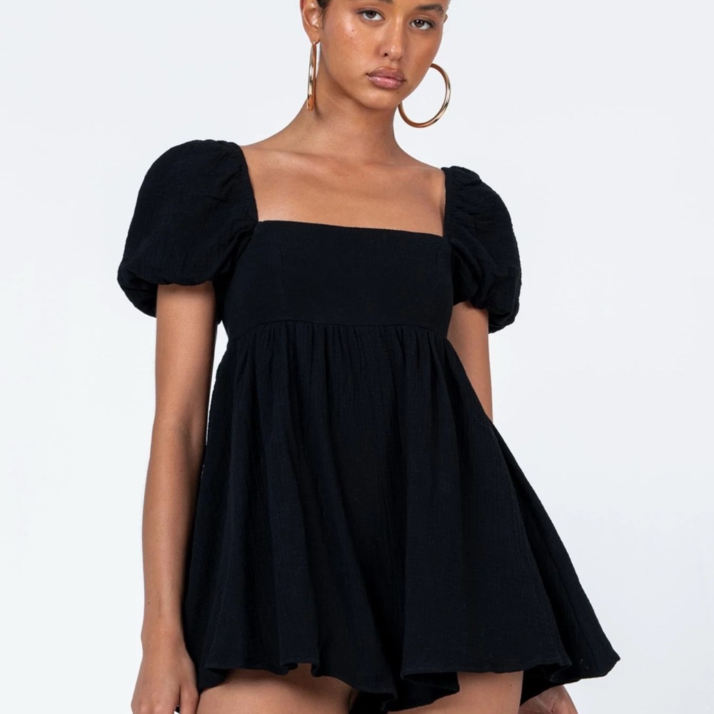 Princess Polly Black Puff Sleeve Romper